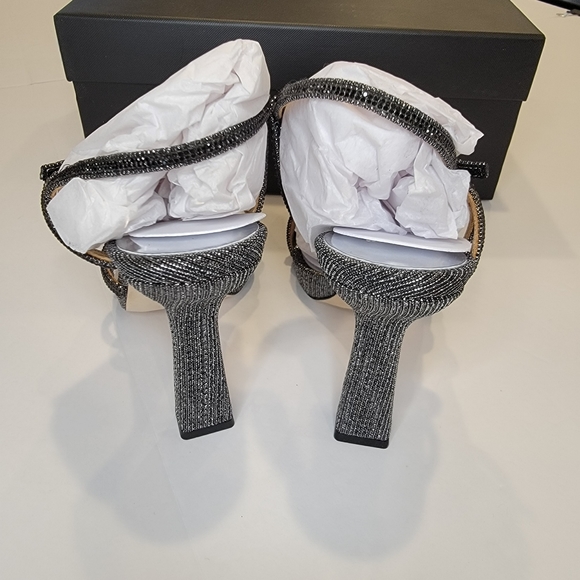 Badgley Mischka Urbana Stiletto Heels Black Metallic Bridal Prom NWT! - Picture 7 of 13